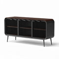 Buffet en bois et métal noir avec portes en verre 150 x 40 x 75cm