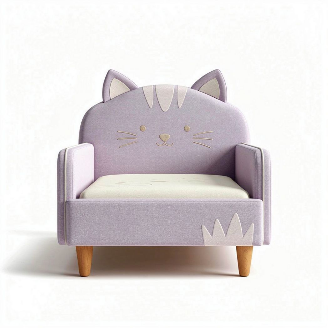 Fauteuil pour enfant en tissu violet avec motif de chat dimensions 70 x 60 x 50cm