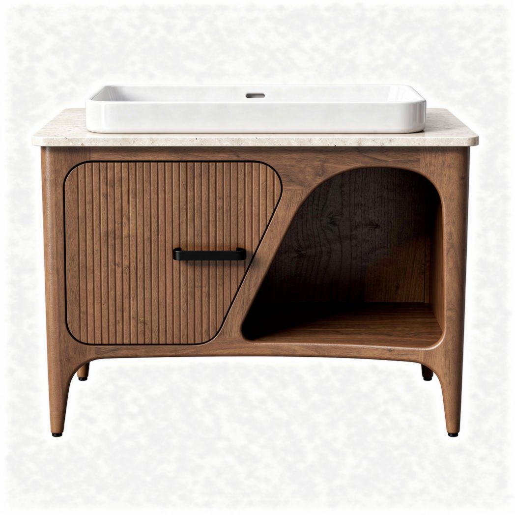 Meuble de salle de bain en bois avec évier en céramique dimensions 85 x 50 x 80cm