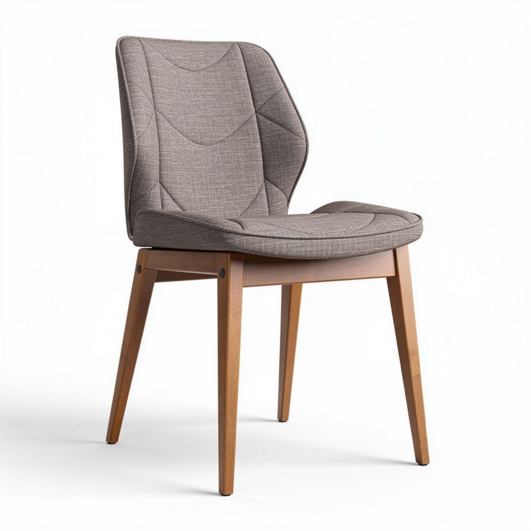 Chaise en tissu gris avec pieds en bois dimensions 50 x 50 x 80cm