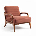 Fauteuil en tissu marron avec structure en bois dimensions 75 x 80 x 85cm