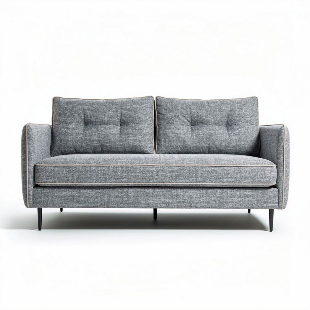 Canapé gris en tissu avec coussins rembourrés dimensions 180 x 90 x 80cm
