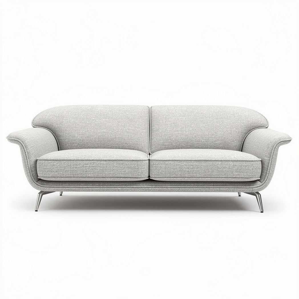 Canapé deux places en tissu gris clair avec pieds en métal 180 x 80 x 75cm