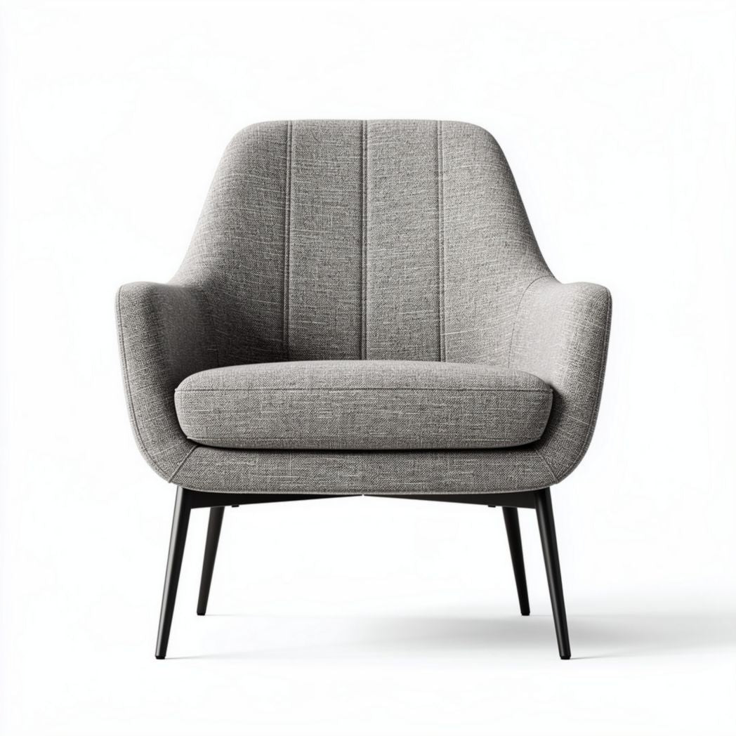 Fauteuil confortable en tissu gris avec pieds en métal dimensions 75 x 80 x 85cm