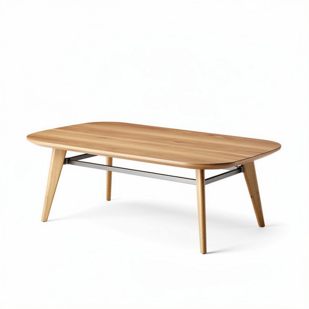 Table basse en bois naturel de dimensions 120 x 60 x 45cm avec structure en métal