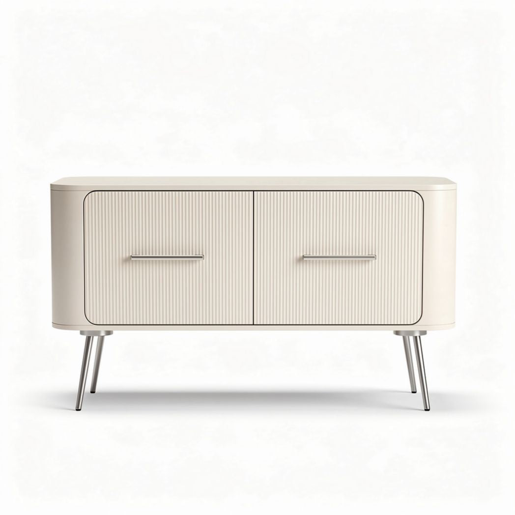 Buffet en bois avec portes en relief couleur crème 100 x 40 x 70cm