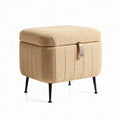 Pouf en tissu beige avec rangement dimensions 45 x 40 x 40cm