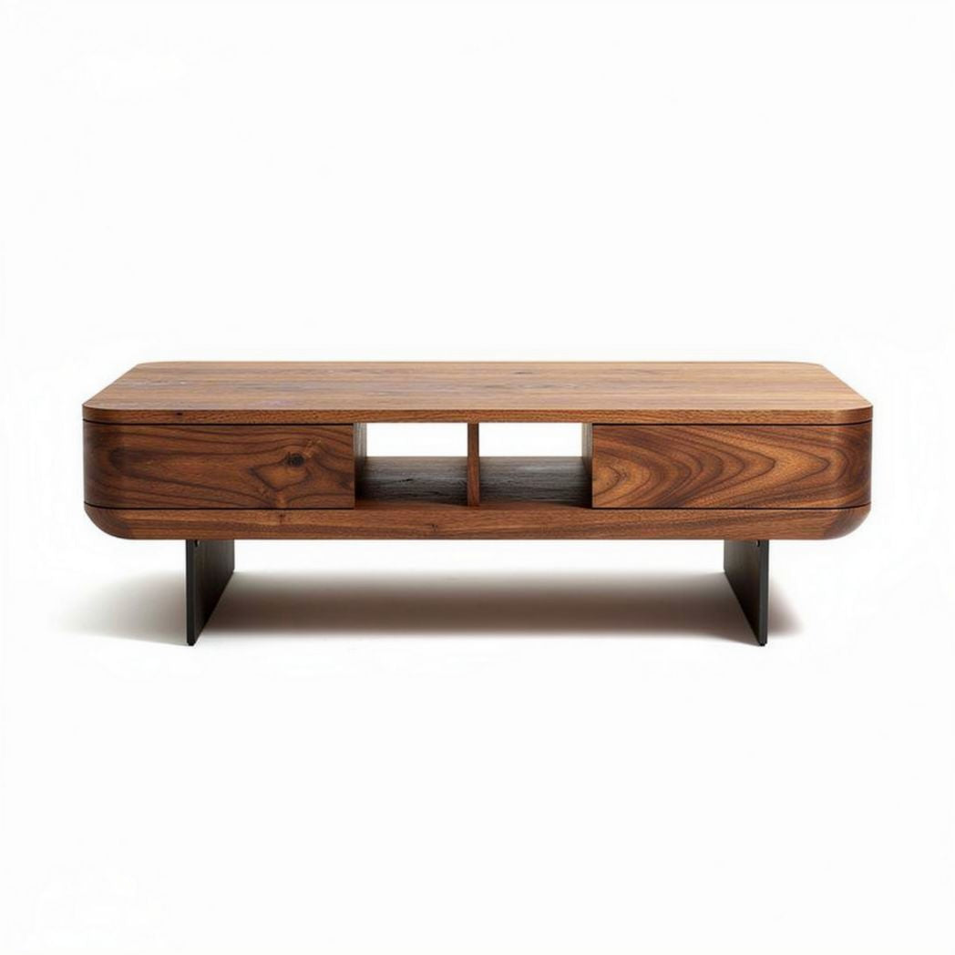 Table basse en bois de noyer avec rangement 120 x 60 x 40cm